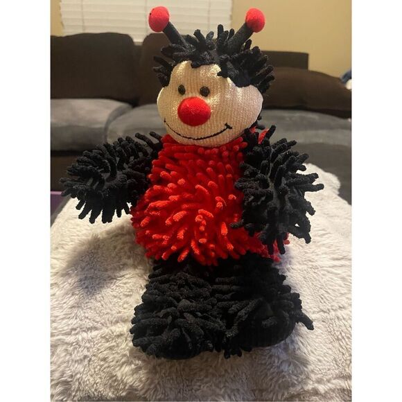 Burton Kids Red Black Polyester Ladybug Plush Mop Style Stuffed Animal Toy - Picture 13 of 14